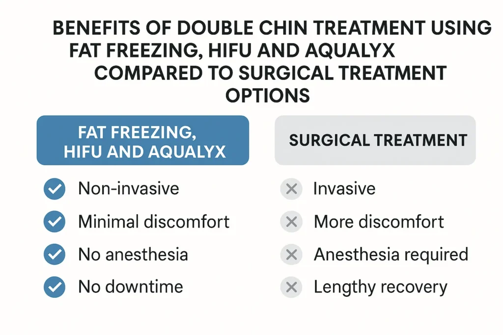 Graphic about the benefits of double chin treatment Bicester - from LA LIPO