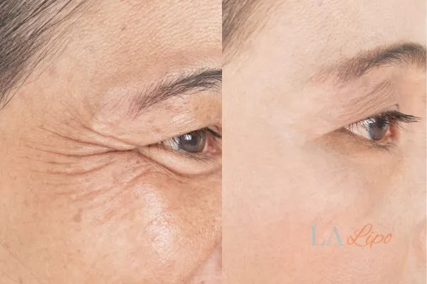 Before and after results of woman - HI-fu wrinkles reduction treatment Bicester