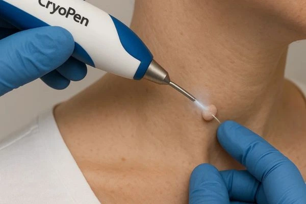 Person receiving Cryotherapy skin tag removal Bicester